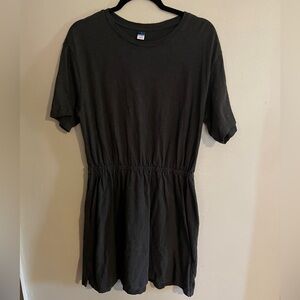 Charcoal t shirt dress with cinched waist